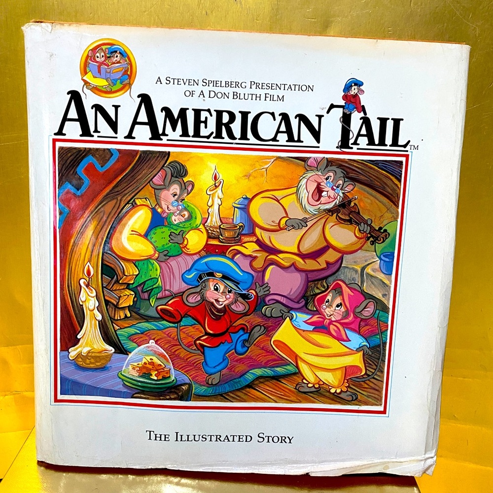 DISNEY AN AMERICAN TAIL HARD COVER BOOK w/DUST JACKET & EMBOSSED COVER VTG 1986